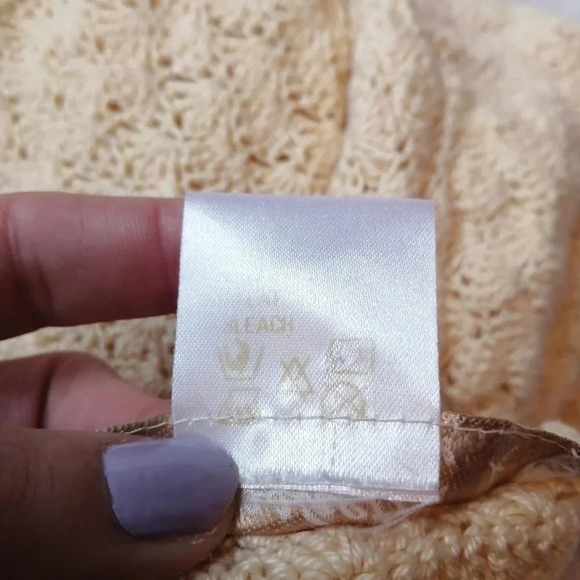 Vintage Scalloped Knit Short Sleeve Button Cardigan Cottage Grandma Small - Picture 12 of 16